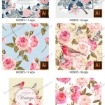 手绘水彩婚礼邀请函贺卡矢量素材