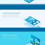 国外创意扁平化3D互联网banner矢量素材