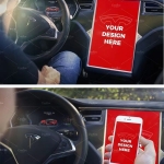 特斯拉UI展示场景样机贴图，一键替换