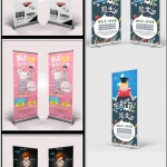 创意易拉宝X展架模板PSD分层