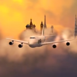 AE模板-天空飞机穿梭云层环球旅行LOGO片头