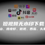 抖音、快手、火山、皮皮虾、微视、西瓜、头条无水印批量下载神器强势来袭！