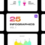AE模板-25个彩色精美信息数据图表动画