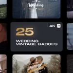 E模板-25个复古浪漫爱情婚礼文字标题动画