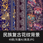 复古民族地毯墙纸壁纸高清JPG图片 AI矢量印刷包装美工素材