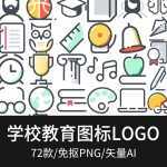 学校教育学习尺帽主题用品图标LOGO标志AI矢量免抠PNG透明素材