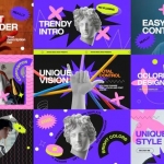 Premiere模板-流行时尚多彩活力欢快视频开场动画模板