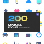 AE脚本-200个迷你可爱彩色实用图标动画