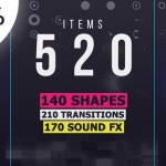 520个基本图形MG动画元素转场音效预设包Shape Elements Library