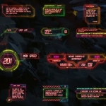 PR字幕模板HUD朋克风发光文字