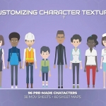 AE模板-可360度自由旋转二维卡通人物角色装饰绑定MG动画