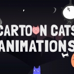 PR模板-手绘动画卡通猫小猫动画贴纸模板