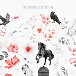 图片素材-150种各类童话水彩手绘动物花卉插画艺术图案PNG图片素材合集