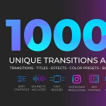 FCPX插件-1000个拉伸旋转缩放图形水墨光效VHS故障分割转场特效调色标题动画