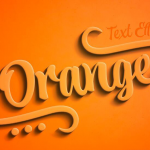 带有阴影样机的橙色 3D 文字效果样机模型