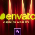 PR片头模板-红色幕布舞台灯光打着LOGO展示