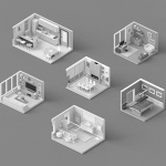 C4D模型-卡通微观房间客厅模型