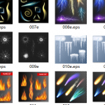 烟花闪电流星彩虹火焰矢量素材