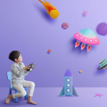 3D儿童卡通剪纸立体PSD抠图背景模版18P