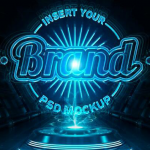 未来派室内模型中的霓虹灯风格标志投影仪模型