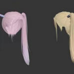 18个C4D卡通女孩二次元角色头发动漫发型模型