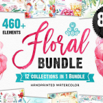 12套460多种手绘水彩花卉设计图形及免扣花卉素材