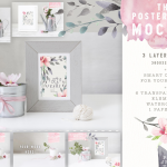 5寸婚礼水彩画相框摆放布置PSD样机模型预览展示模板