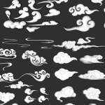 C4D 祥云 obj 浮雕云朵中国风3ds点缀云彩3dm模型素材