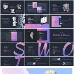 蒸汽波渐变时尚动态ppt模板艺术浪漫商业活动宣传策划创意PPT素材