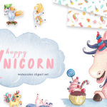 非常可爱的卡通独角兽PNG素材