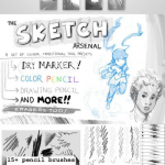 370多个Photoshop铅笔圆珠笔素描手写绘画笔刷集合