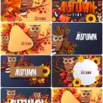 彩色秋叶背景儿童广告矢量背景素材