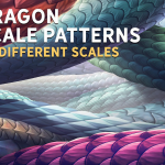 200多种龙的PS笔刷及60种爬行动物皮肤纹理无缝图案合集