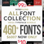 460种字体打包-包含签名,徽标LOGO,设计排版引用,杂志或书籍封面英文字体