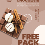 美味巧克力宣传单模板适用于巧克力海报设计素材