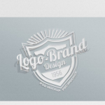 白皮书剪切文本效果徽标标志logo样机模型