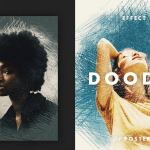 铅笔涂鸦海报PS样机PSD模板