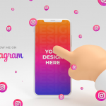 商务科技风小胖手点击手机app屏幕展示样机模型PSD素材