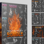 150个火焰烟雾缭绕特效PNG+PSD背景合成叠加素材