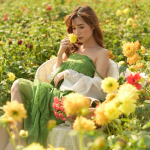 想练修图没有原片？户外花园美女人像写真原图