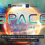 兼容Procreate和 Photoshop的太空宇宙星空银河系笔刷