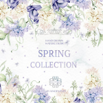 87张春天水彩花卉花束花环系列PNG剪贴素材