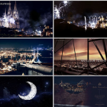 夜景合成PSD影楼背景模板