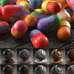 500种C4D Redshift渲染器金属塑料木材玻璃液体石材混凝土科技日常材质预设