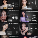 12套PS人像精修美容修饰头发皮肤睫毛眉毛等PS笔刷套装