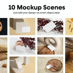 10个文具名片PSD样机场景模型