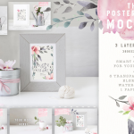 5寸婚礼水彩画相框摆放布置PSD样机模型预览展示模板