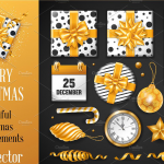 金色圣诞元素矢量素材