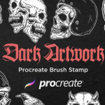 40支骷髅图像恐怖插画设计绘画Procreate笔刷