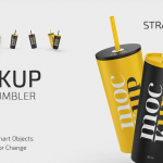 6款经典吸管翻盖玻璃杯展示模型PS样机